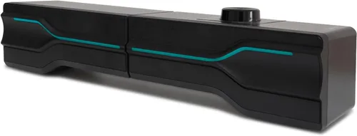 Vista 2 de Altavoz estéreo 2 en 1 de la barra de sonido alimentada por USB de escritorio, luz LED RGB
