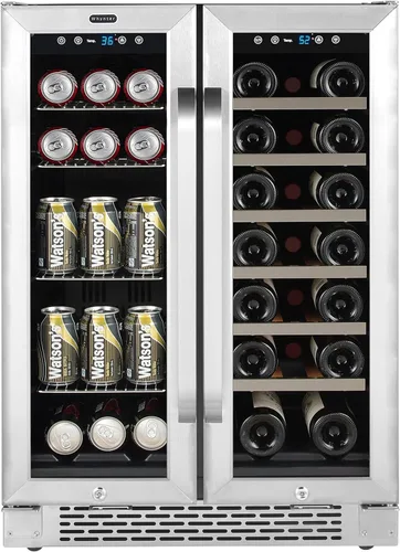 Vista 9 de Whynter BWB-2060FDSa 24 ″ Puerta francesa incorporada de doble zona Refrigerador de vino de 20 botellas Centro de bebidas de 60 latas, acero Acero