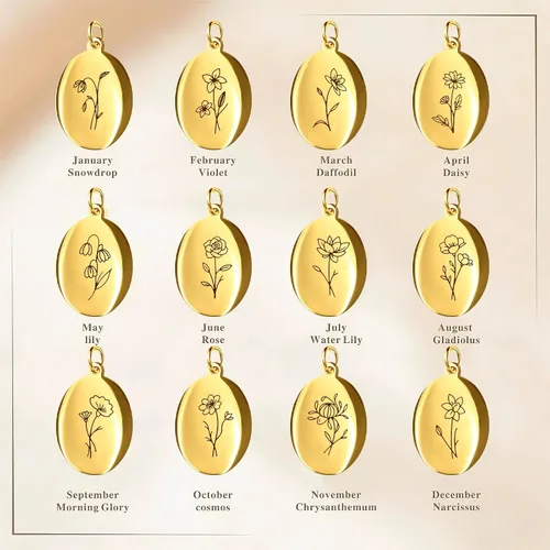 Vista 7 de Collar de flores de nacimiento, collar de piedra natal de diciembre, collar con dije para mamá, regalos de cumpleaños, cadena de oro, delicado