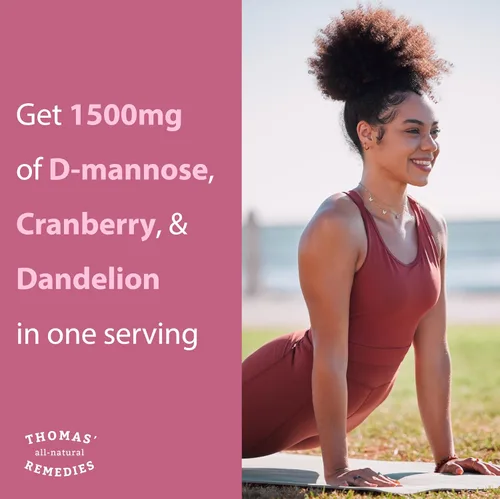 Vista 3 de Thomas' all-natural Remedies D-manosa 1200mg - con arándano y diente de león - Apoyo natural para la salud del tracto urinario y las infecciones