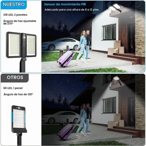 Vista 8 de ropelux Luces solares de inundación al aire libre, luces de sensor de movimiento al aire libre de 6000LM de alta luminosidad, IP65 impermeables y 5
