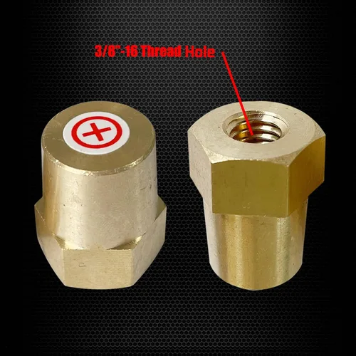Vista 5 de Ampper 3/8"-16 rosca hembra de terminal de batería de latón adaptador de poste de terminal de batería postes de carga para extensión de perno