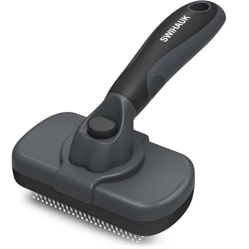 Vista 8 de Swihauk Cepillo Deslizante de Autolimpieza para Perros y Gatos - Cepillo de Desenredado y Aseo Amigable con la Piel para Mascotas con Pelo, Negro