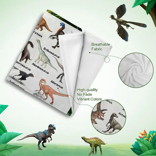 Vista 4 de Manta personalizada de dinosaurio para niños, mantas de regalo de dinosaurios jurásicos para niños, manta personalizada con nombre, manta
