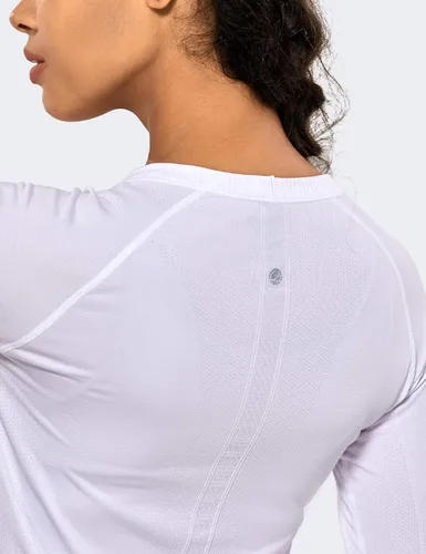Vista 5 de CRZ YOGA Camiseta deportiva de manga larga sin costuras para mujer, transpirable, para gimnasio, entrenamiento