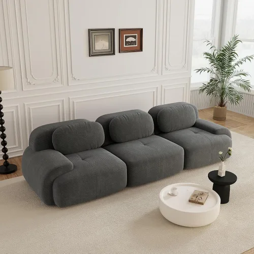 Vista 16 de Sofás modulares sin hueso de 152.8 pulgadas para sala de estar, sofá modular con diván en forma de L, cómodo asiento profundo tapizado de tela