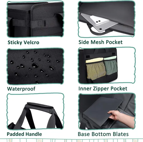 Vista 5 de Bolsa de mano extragrande con marco de alambre, plegable, reutilizable, bolsas de compras resistentes para comestibles con asas, organizador