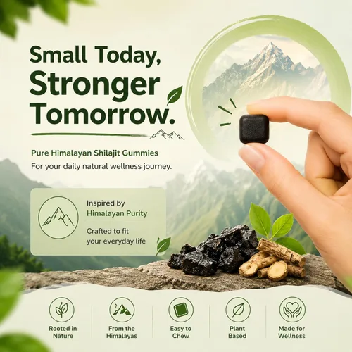 Vista 2 de Gomitas de oro Shilajit del Himalaya de 3000 mg Mezcla de hierbas con ginseng, KSM-66 Ashwagandha, Black Musli y Gokshura Suplemento vegano - 60