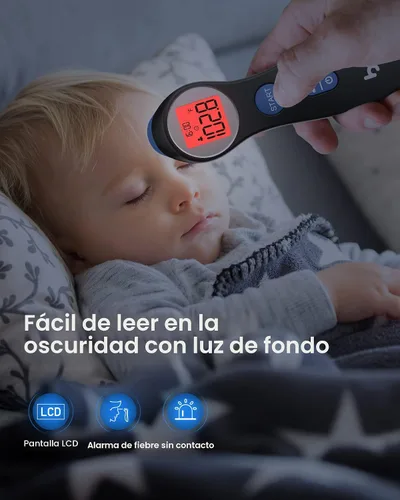 Vista 4 de Termómetro de frente para adultos y niños, termómetro digital sin contacto para bebés, lactantes y niños pequeños, alarma de fiebre de 3
