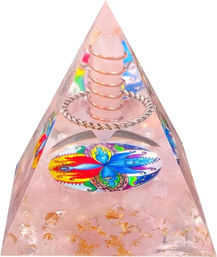 Vista 15 de Generador de energía de pirámide de orgón, amatista natural y obsidiana pirámides curativas de cristal de orgonita para reducir el estrés