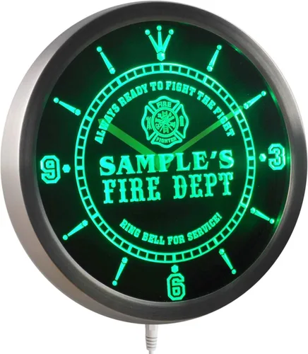 Vista 4 de ADVPRO ncqy-tm - Reloj de pared LED personalizado con letrero de neón para bomberos