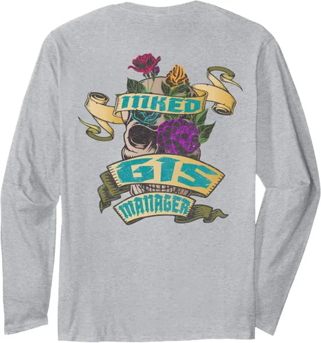 Vista 3 de GIS Manager Inked Skull Tattoo Backside Design Long Sleeve T-Shirt Negro