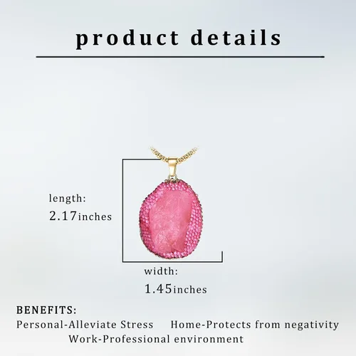 Vista 4 de Collar con colgante rosa de imitación de piedra Drusy rosa, piedra preciosa rosa para niña, regalos de boda para aniversario, día de la madre, día