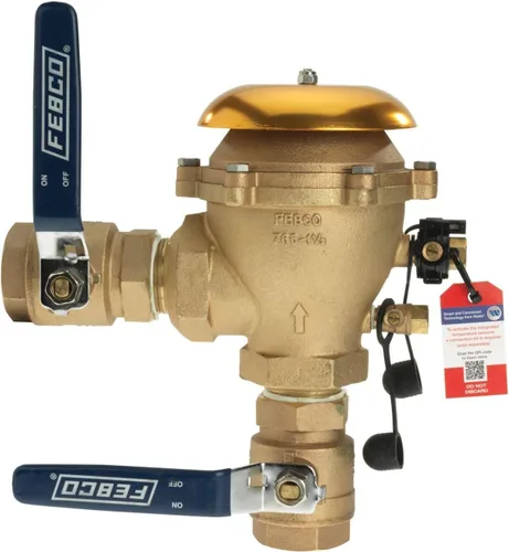 Vista 13 de Febco 765 Bronze Pressure Vacuum Breaker Backflow Preventer 1" Inlet Válvula de retención con resorte, 150 PSI máximo, conexiones NPT, sensor