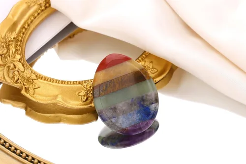 Vista 2 de QINJIEJIE Piedra de preocupación para el pulgar para la ansiedad, cristales de chakras, piedras curativas para la preocupación de los chakras