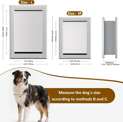 Vista 7 de Ownpets Puerta grande de aluminio para pared y puerta, doble solapa eficiente energéticamente, túnel telescópico y panel de cerradura, puerta