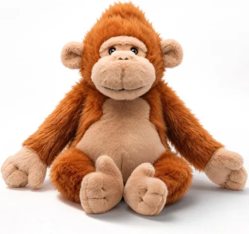 Vista 11 de Peluche de chimpancé de 14 pulgadas, peluche suave de animales de la selva Chimpancé - Marrón