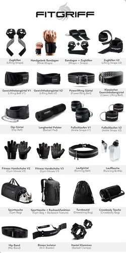 Vista 7 de Fitgriff Bolsa de gimnasio V1 para hombres y mujeres con compartimento para zapatos y artículos húmedos, bolsa de lona para viajes, deportes
