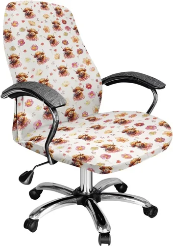 Vista 19 de Xoenoiee Bee Floral Print Office Chair Covers, Stretch Computer Boss Chair Cover with Button High Back Chair Slipcover Anti-Dust Rotating Chair