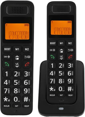 Vista 7 de PUSOKEI Teléfono inalámbrico con DECT 6.0, altavoz dúplex completo con pantalla LCD, teclas grandes, teclado iluminado, bloqueo de llamadas, aumento
