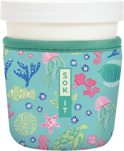 Vista 114 de Sok It IceCreamSok - Funda de neopreno aislada (flores abstractas, pintas de helado cónicas)