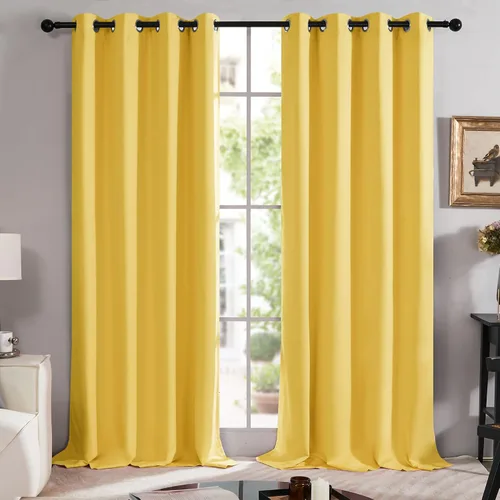 Vista 103 de Deconovo Cortinas opacas 100% con forro negro, cortinas con ojales aisladas térmicamente que reducen el ruido, doble capa para oscurecer