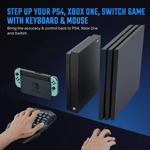 Vista 2 de Juego de adaptador de teclado y ratón para PS4SwitchXbox One IFYOO KMAX2 Plus Consola de juegos con cable compatible con FortniteePUBGGRainbow Six