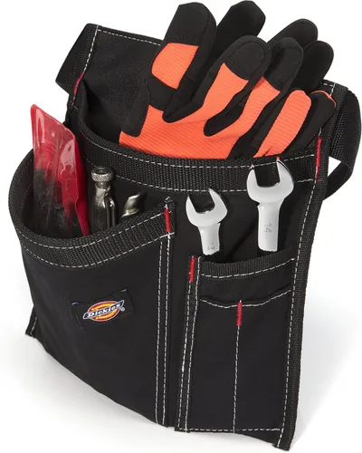Vista 2 de Dickies Bolsa de cinturón de herramientas de 5 bolsillos de un solo lado/Delantal de trabajo, construcción de lona duradera, cinturón ajustable