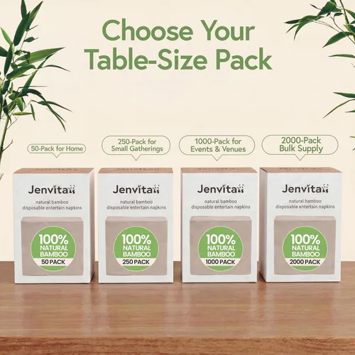 Vista 8 de Servilletas compostables 100% bambú (paquete de 50) Servilletas resistentes para almuerzo, cena, eventos, ocasiones y entretenimiento, ecológicas
