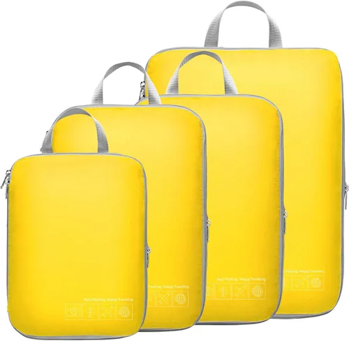 Vista 23 de Cambond - Cubos de compresión para viajes de mujer - Bolsas de viaje expandibles, organizadores de equipaje, esenciales de viaje, cubos de 01 Sandía
