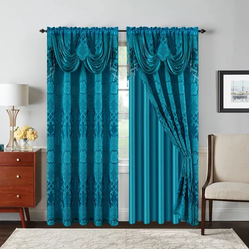 Vista 11 de Petrichor Cortinas de gasa jacquard transparente borgoña (54 pulgadas de ancho x 63 pulgadas de largo), 2 paneles con cenefa adjunta, diseño floral