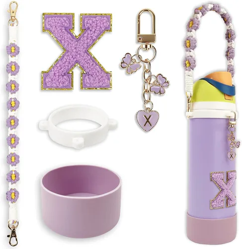 Vista 18 de SITKOL Juego de Monogramas Bonitos de Silicona Compatible con Botella de Agua Owala 24 oz, 32 oz, 40 oz - Accesorios Perfectos con la Letra Owala