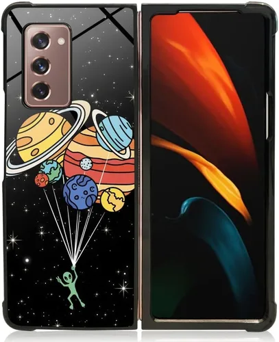 Vista 3 de Funda compatible con Samsung Galaxy Z Fold 2 5G, sistema solar de globo alienígena, diseño de patrón increíble, a prueba de golpes, antiarañazos