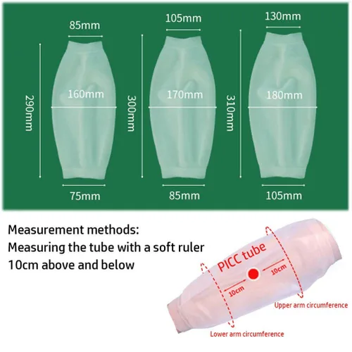 Vista 3 de ZhiGu PICC Line - Funda de ducha para la parte superior del brazo M ize, protector de ducha hermético para línea PICC, quimioterapia, infusión