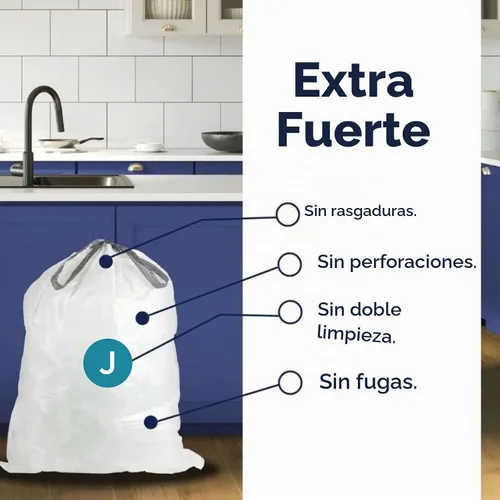 Vista 5 de Plasticplace Forro blanco con cordón de lavanda y vainilla suave, compatible con Code J (200 unidades) de 10-10.5 galones / 38-40 litros, 21 x 28