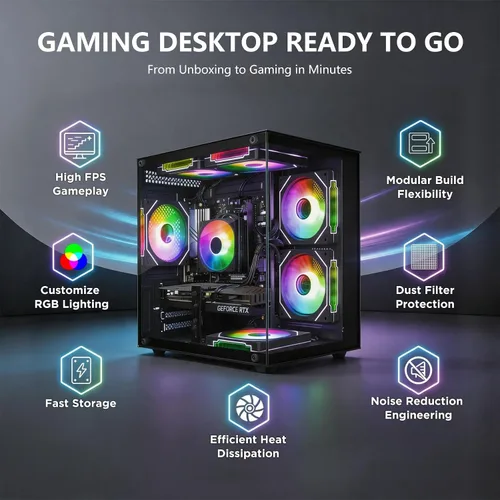 Vista 2 de PC para juegos preconstruida, RTX 3060 Ti 8GB, AMD Ryzen 7 5700X, 16 GB