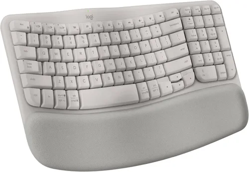 Vista 13 de Logitech Wave Keys - Teclado inalámbrico ergonómico con reposamanos, color grafito Para una postura de escritura natural, conecta hasta 3