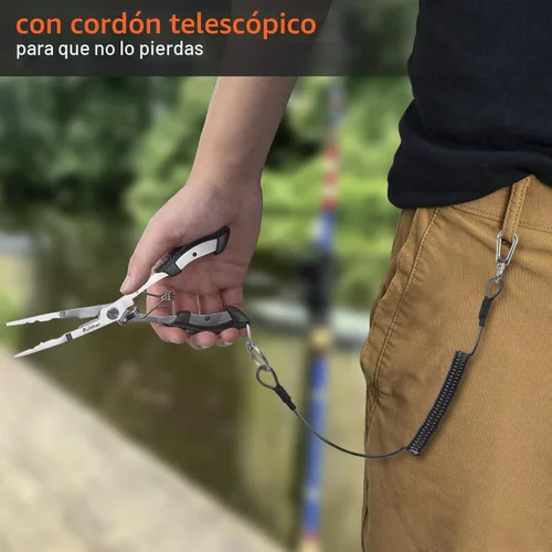 Vista 5 de Alicates de pesca de acero inoxidable, Alicates de punta fina para pesca, Alicates de pesca removedor de anzuelos, Kit de alicates de pesca