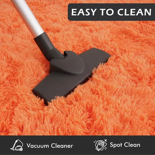 Vista 7 de Softlife Alfombra naranja para dormitorio, alfombra de felpa esponjosa para sala de estar para niñas, alfombra lanuda para niños, alfombra suave