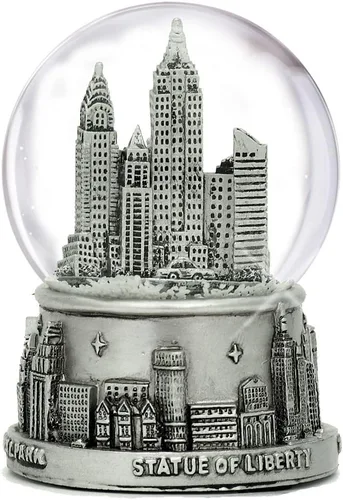 Vista 4 de Globos de nieve de recuerdo de NYC de 3.5 pulgadas con forro plateado de la ciudad de Nueva York de 2.559 in