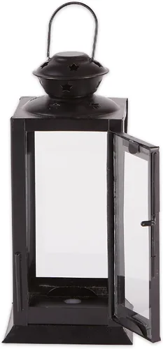 Vista 2 de Zingz & Thingz Outdoor Starlight Hanging Candle Lantern, Decorative Light Home Decor, 8" Tall, Black