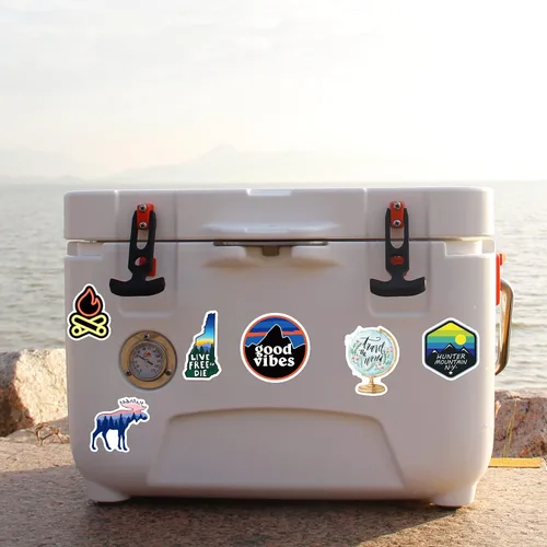 Vista 3 de 200 calcomanías de camping – botellas de agua, aventura al aire libre, paquetes de calcomanías impermeables de vinilo para laptop, viajes