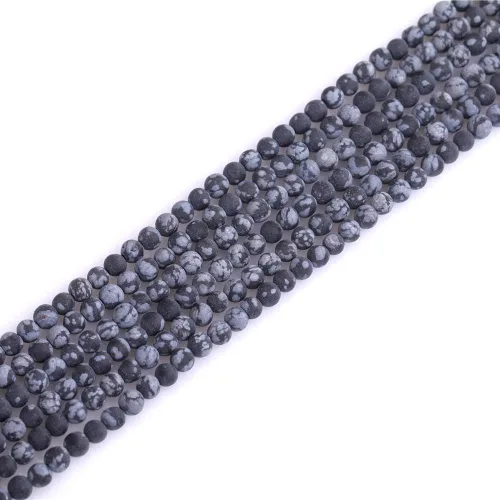 Vista 16 de Cuentas espaciadoras redondas de ágata negra esmerilada mate mate de 0.157 in para fabricación de joyas de 15 pulgadas