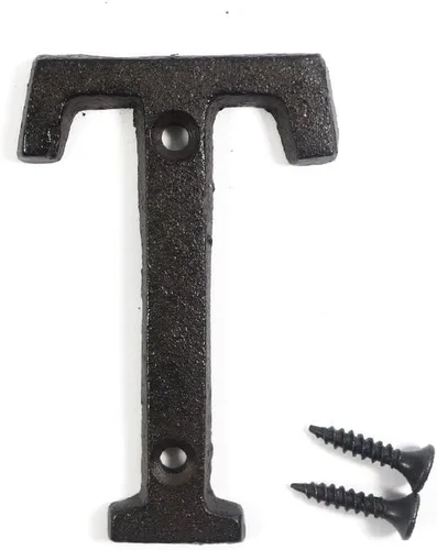 Vista 19 de Letras del abecedario de 3" en metal de hierro fundido decorativas, estilo clásico, para colgar letreros de pared, dirección, nombre, letrero