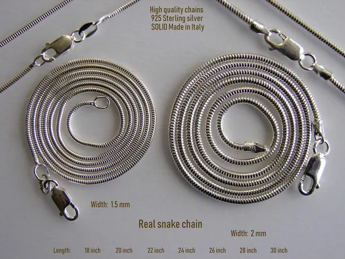 Vista 2 de BEEZZY BEEDZ Collar flexible de plata de ley 925 con cadena de serpiente de plata maciza redonda