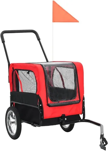 Vista 7 de vidaXL 2 en 1 remolque de bicicleta para mascotas y cochecito para correr, versátil con conversión rápida, marco de acero resistente, tela Oxford