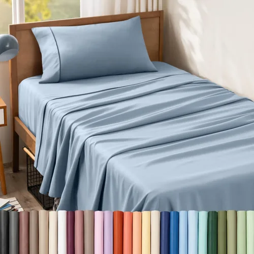 Vista 103 de Bare Home Juego de Sábanas Twin - Sábanas de Cama de Microfibra Ultra-Suave 1800 - Doble Cepillado - Bolsillos Profundos - Ajuste Fácil - Extra