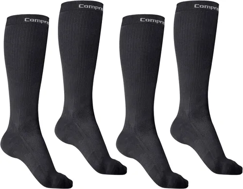 Vista 14 de CompressionZ 30-40 mmHg Knee High Compression Socks, Men & Women Argyle Negro: Paquete de 2