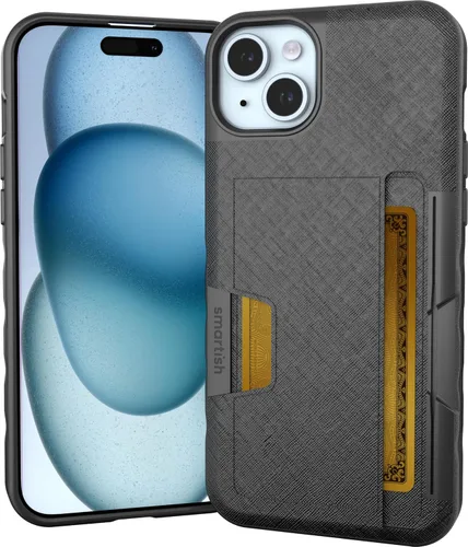 Vista 46 de Smartish Funda tipo cartera para iPhone 11 Pro - Wallet Slayer Vol. 2 [soporte protector delgado] tarjetero (seda) - Black Tie Affair