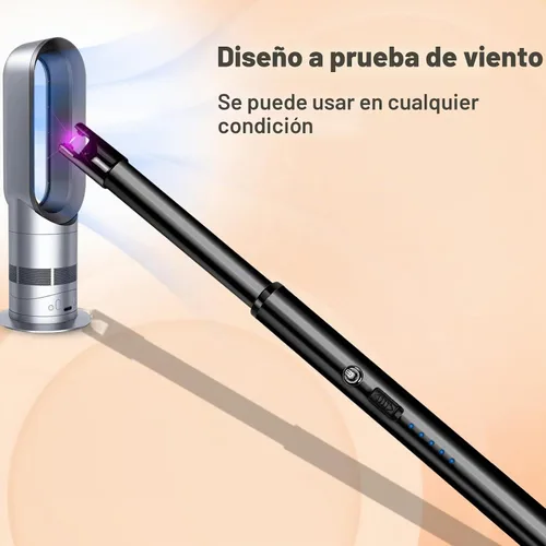 Vista 5 de Encendedor de velas eléctrico, resistente al viento, recargable por USB, sin llama, cuello largo, para velas, estufa de gas, chimenea, barbacoa Negro